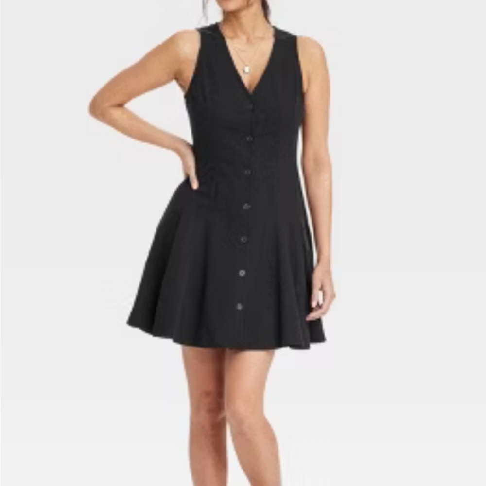 Universal Thread Black Button-Front Mini Dress